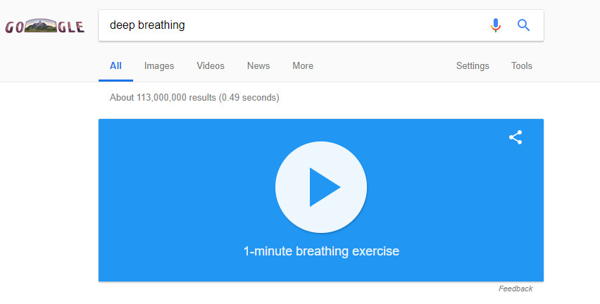 Breathing exercise with Google Search engine 8